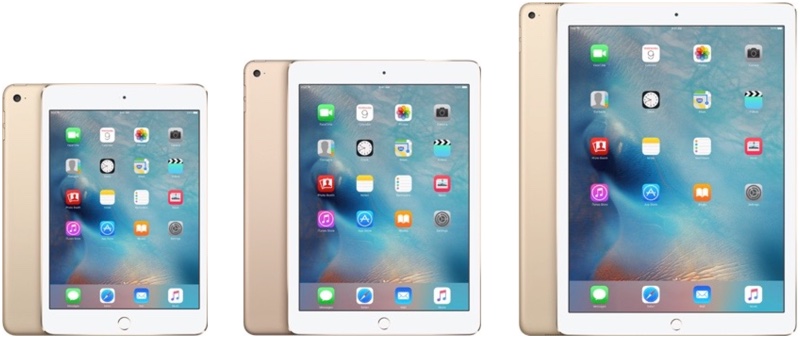 Compare iPad Pro vs iPad Air 2 vs iPad Mini 4